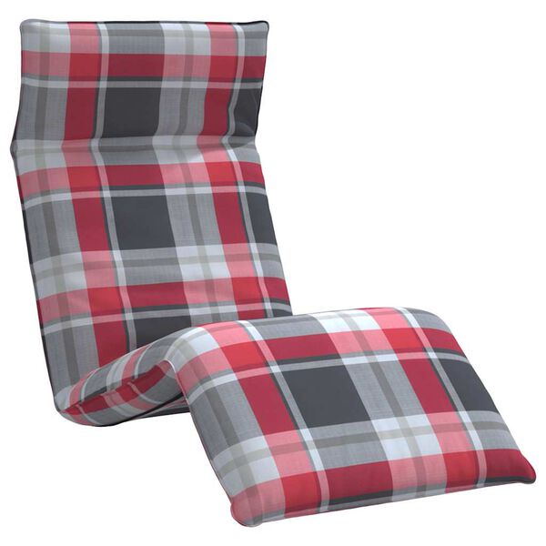 vidaXL Opvouwbare ligstoel Rood Geruit Patroon 175x54x8,5 cm Oxford Stof