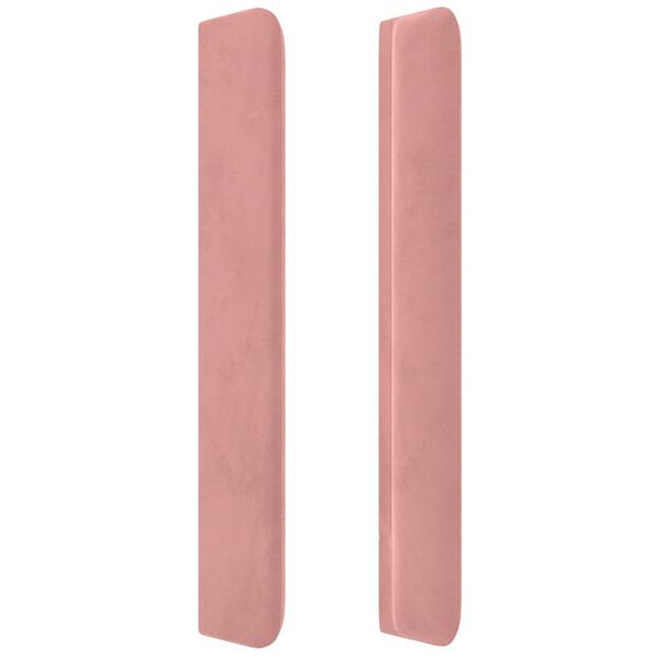 vidaXL Hoofdbord met randen 147x16x118/128 cm fluweel roze