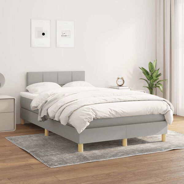 vidaXL Boxspring met matras stof lichtgrijs 120x190 cm