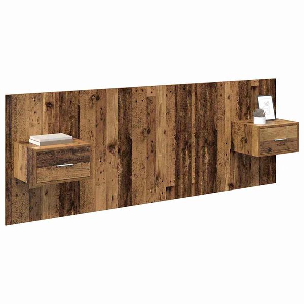 vidaXL Hoofdbord Met Kast met lade 3 pcs Oud Hout Bewerkt hout