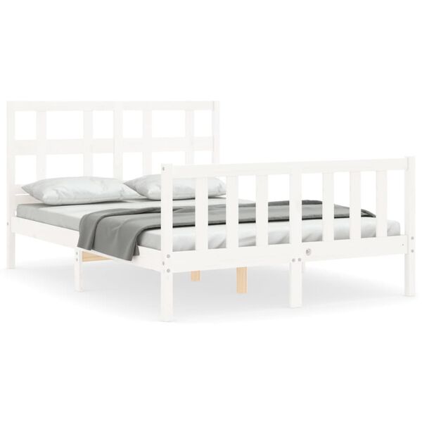 vidaXL Bedframe zonder matras massief grenenhout wit 120x200 cm