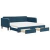 vidaXL Slaapbank met onderschuifbed en lades 100x200 cm fluweel blauw