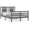 vidaXL Bedframe met hoofdbord massief hout grijs 140x200 cm