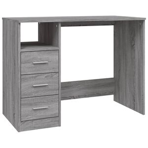 vidaXL Bureau met lades 102x50x76 cm bewerkt hout grijs sonoma eiken