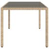 vidaXL Tuintafel met glazen blad 190x90x75 cm poly rattan beige