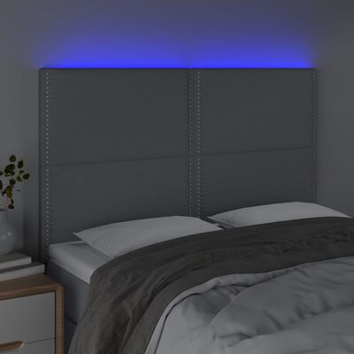 vidaXL Hoofdbord LED 144x5x118/128 cm stof lichtgrijs