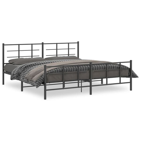 vidaXL Bedframe met hoofd- en voeteneinde metaal zwart 193x203 cm