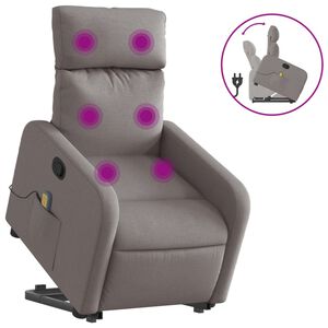 vidaXL Sta-op-massagestoel verstelbaar stof taupe