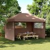 vidaXL Partytent inklapbaar pop-up met 3 zijwanden bruin