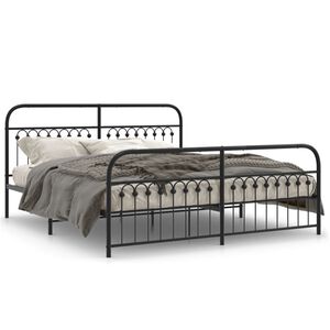 vidaXL Bedframe met hoofd- en voeteneinde metaal zwart 183x213 cm
