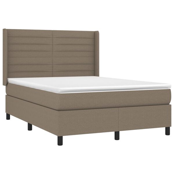 vidaXL Boxspring met matras stof taupe 140x190 cm