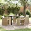 vidaXL Tuin eettafelset met kussen 5 pcs Beige poly rattan