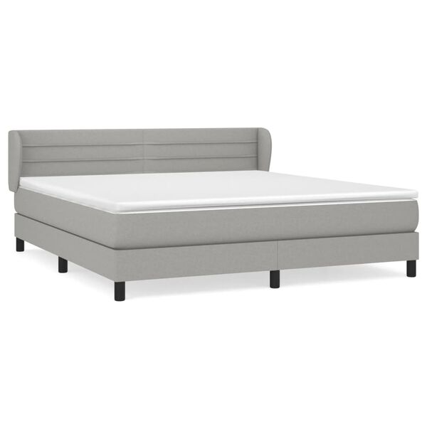 vidaXL Boxspring met matras stof lichtgrijs 180x200 cm