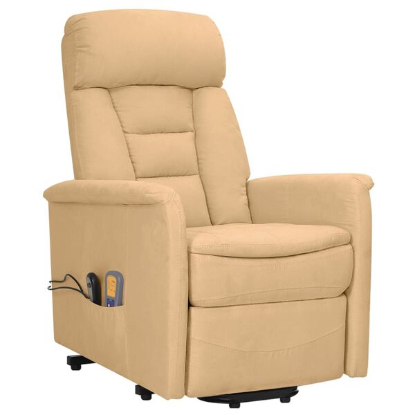 vidaXL Sta-op-massagestoel microvezelstof cr&egrave;mekleurig