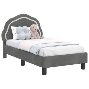 vidaXL Peuterbedframe met hoofdbord Donkergrijs 70 x 140 cm Fluweel