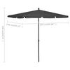 vidaXL Parasol met paal 210x140 cm antracietkleurig