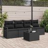 vidaXL Bankstel 5 pcs Zwart poly rattan