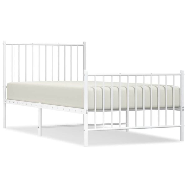 vidaXL Bedframe met hoofd- en voeteneinde metaal wit 90x190 cm