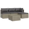 vidaXL 5-delige Loungeset met kussens poly rattan grijs