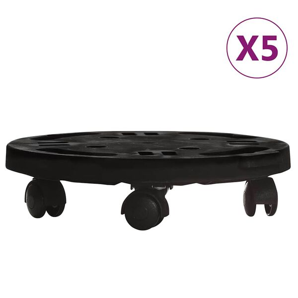 vidaXL Plantentrolleys met wielen 5 st 170 kg diameter 30 cm zwart
