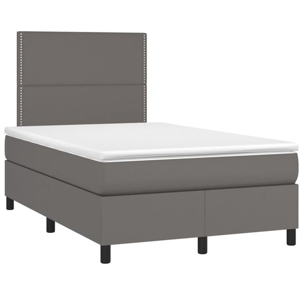 vidaXL Boxspring met matras en LED kunstleer grijs 120x190 cm