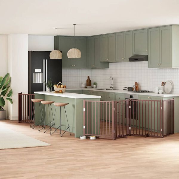 vidaXL Hondenhek inklapbaar 10 panelen 800 cm populierenhout bruin