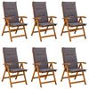 vidaXL Recliner Tuinstoelen 6 st Naturel Massief Acaciahout