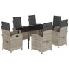 vidaXL 7-delige Tuinset met kussens poly rattan grijs