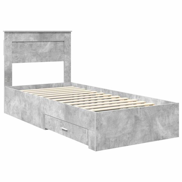 vidaXL Bedframe Beton Grijs en Zilver 75 x 190 cm Bewerkt hout