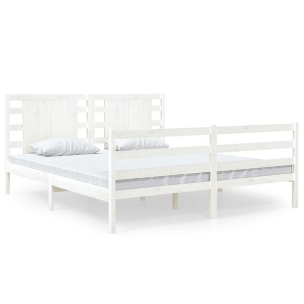 vidaXL Bedframe zonder matras massief grenenhout wit 150x200 cm