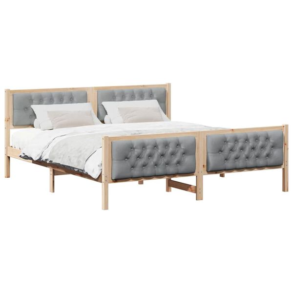 vidaXL Bedframe Lichtgrijs 160 x 200 cm Massief grenenhout