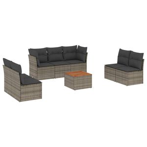 vidaXL 8-delige Loungeset met kussens poly rattan grijs