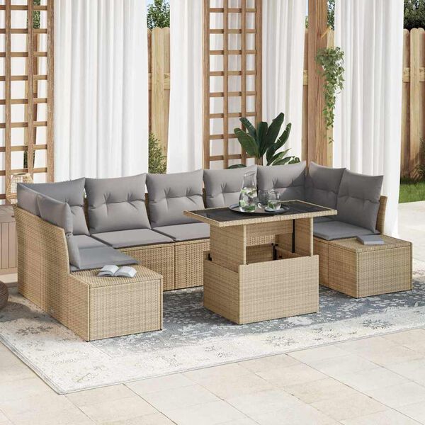 vidaXL Tuin Sofa Set met kussen 8 pcs Beige en Licht Grijs