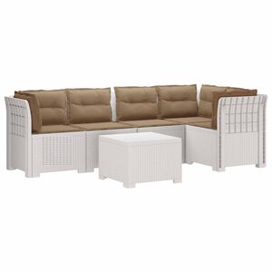 vidaXL 5-Zits Tuin Sofa met Kussens Rattan Look PP Wit