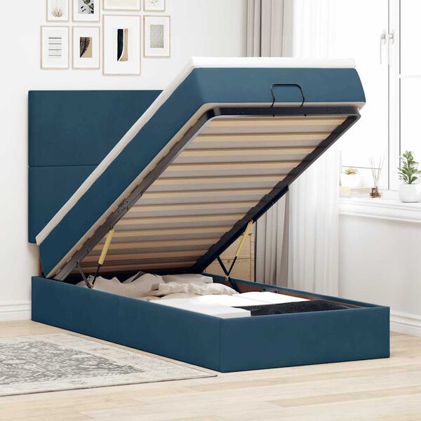 vidaXL Ottoman bed met matrassen en LED's 80x200cm fluweel donkerblauw