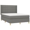 vidaXL Boxspring met matras en LED stof donkergrijs 140x200 cm