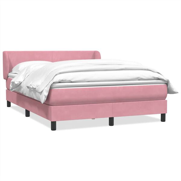 vidaXL Boxspring met matras fluweel roze 160x210 cm
