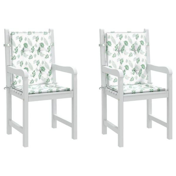 vidaXL Stoelkussens 2 st lage rug stof bladpatroon