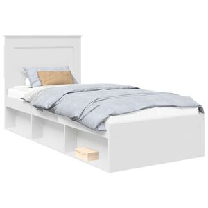 vidaXL Bedframe met hoofdeinde Wit 75 x 190 cm Massief grenenhout