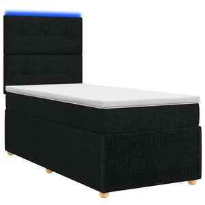 vidaXL LED Boxspring Bed met Matras Zwart 80 x 200 cm Stof