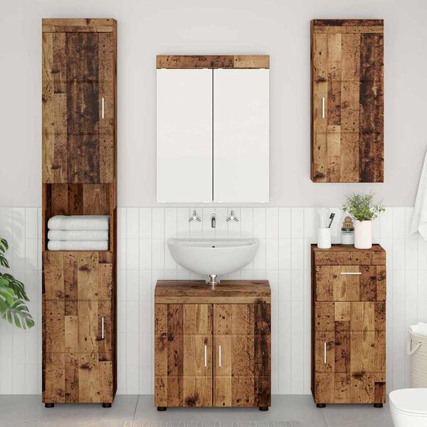 vidaXL Badkamer wandkast TULUM Oudhout 37 x 24,5 x 86 cm Bewerkt hout