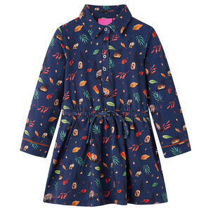 Kinderjurk met lange mouwen 104 marineblauw