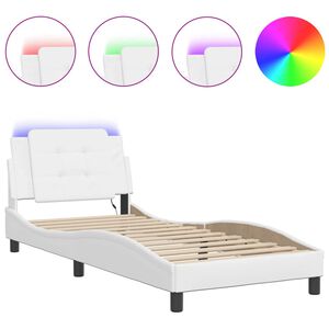 vidaXL Bedframe met LED zonder matras "Zadar" wit 100x200 cm