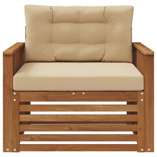 vidaXL Buiten bankenset Massief Acaciahout en Polyester Naturel