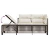 vidaXL 3-delige Loungeset met kussens poly rattan bruin