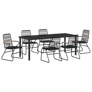 vidaXL Tuin eettafelset 7 st Zwart Gepoedercoat staal