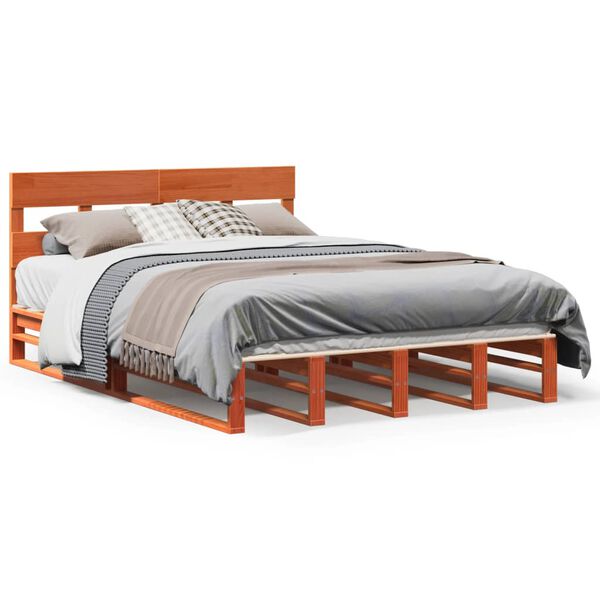 vidaXL Bedframe zonder matras massief grenenhout wasbruin 160x200 cm