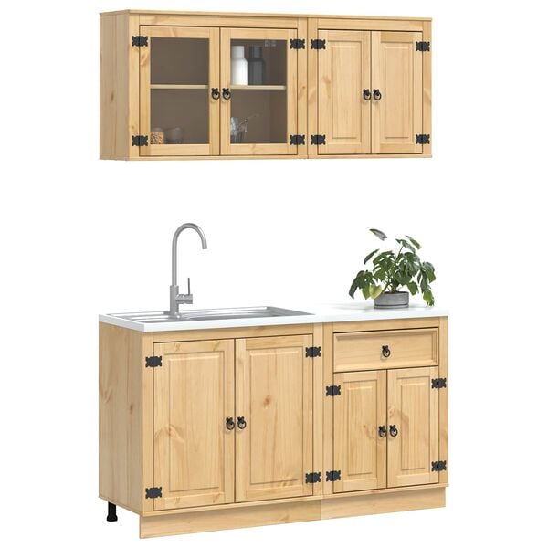 vidaXL Kast met plank SKI 4 pcs HoningBruin Massief grenenhout