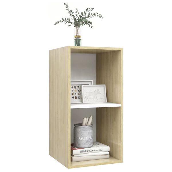 vidaXL Tv-wandmeubel 37x37x72 cm bewerkt hout sonoma eikenkleur en wit