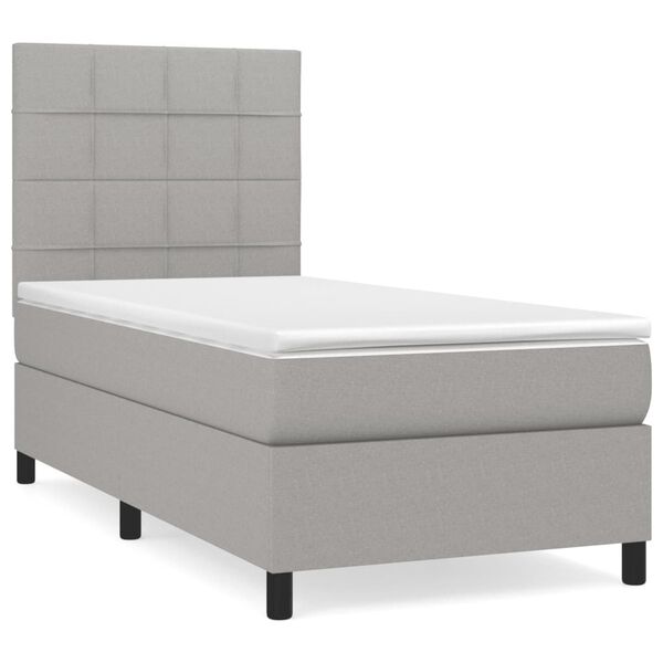 vidaXL Boxspring met matras stof lichtgrijs 90x190 cm